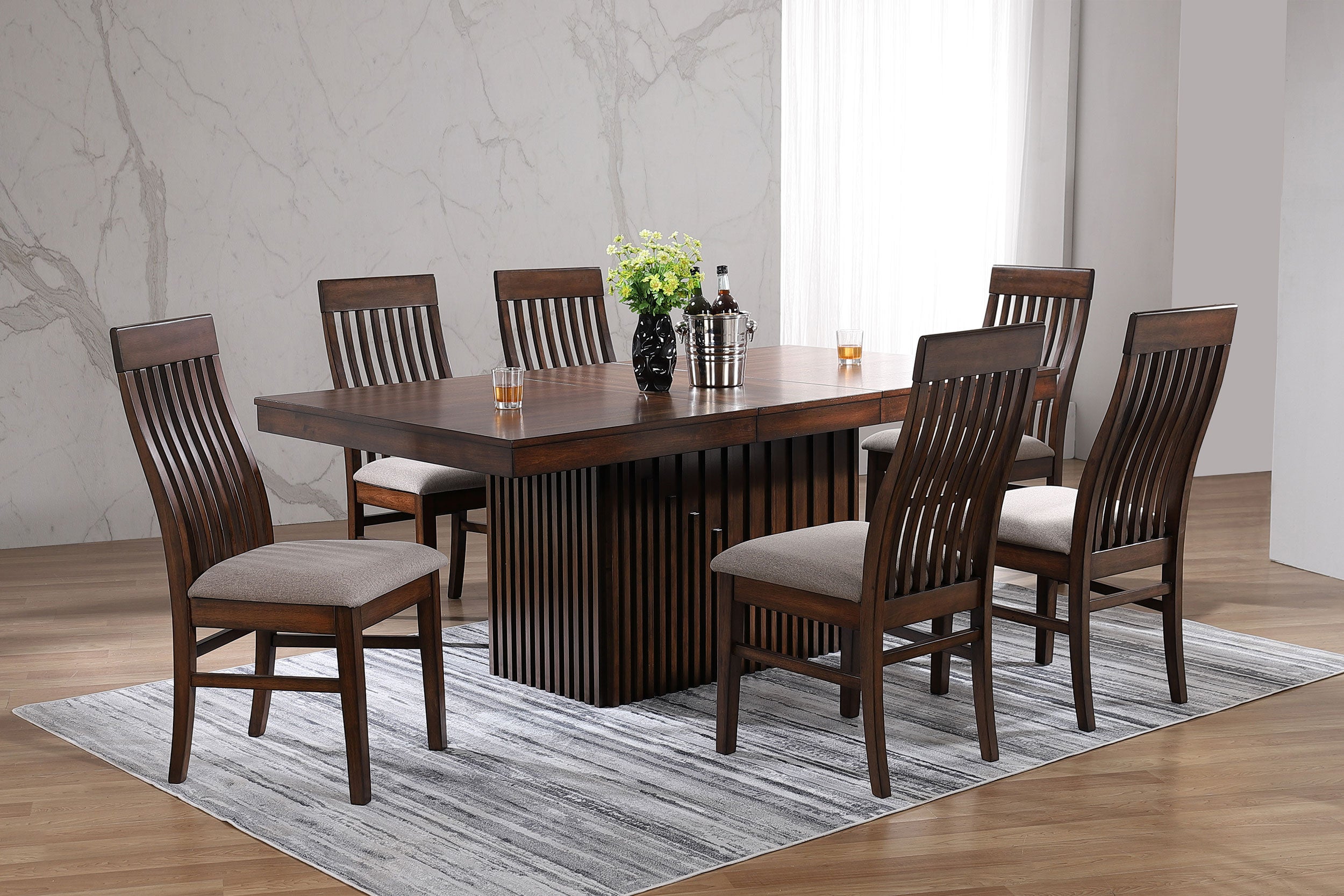 Briarwood 7-piece Extension Leaf Dining Table Set Mango Oak - MyWaynesHome #