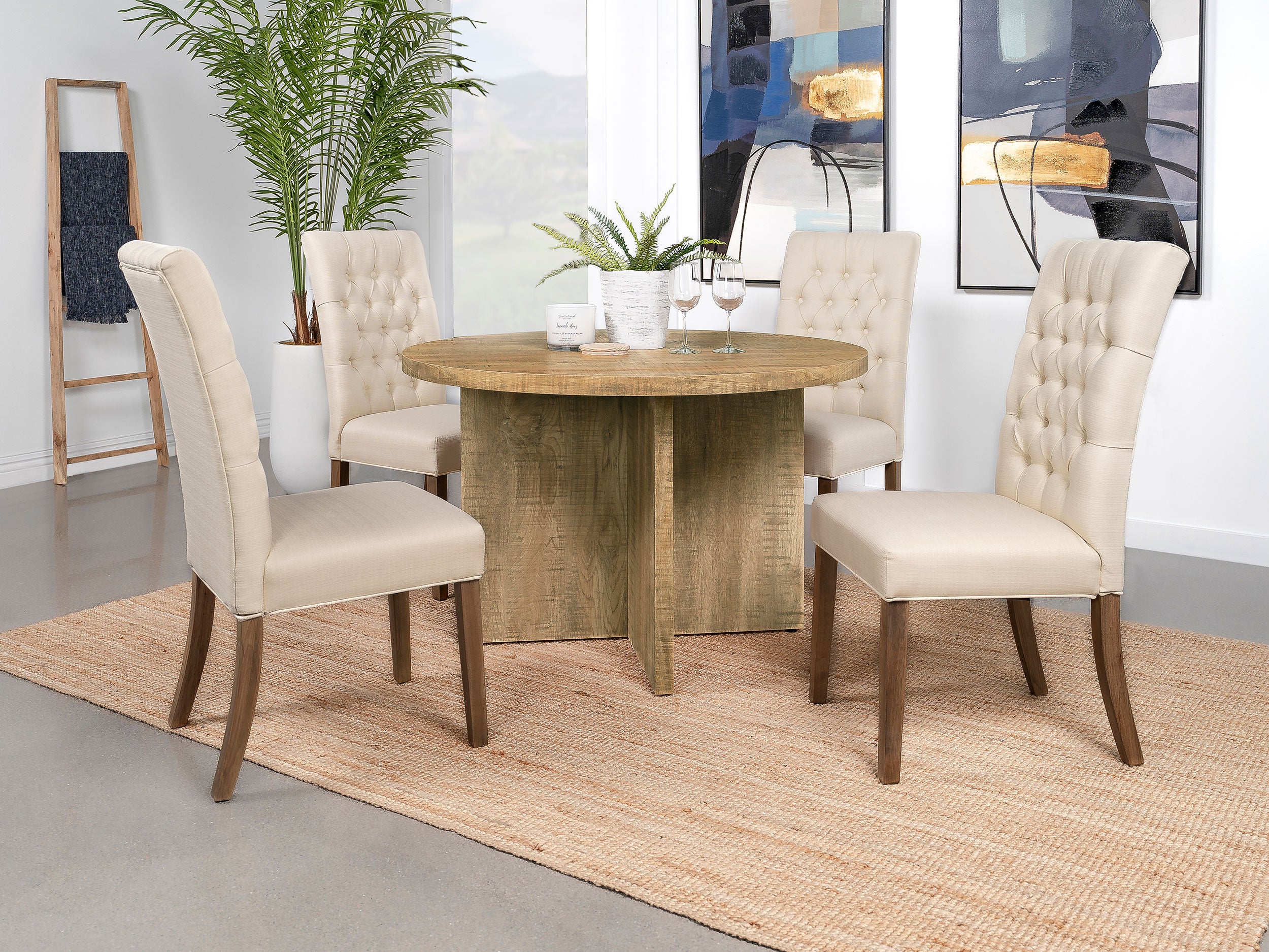 Jamestown Round 47-inch Composite Wood Dining Table Mango - MyWaynesHome #