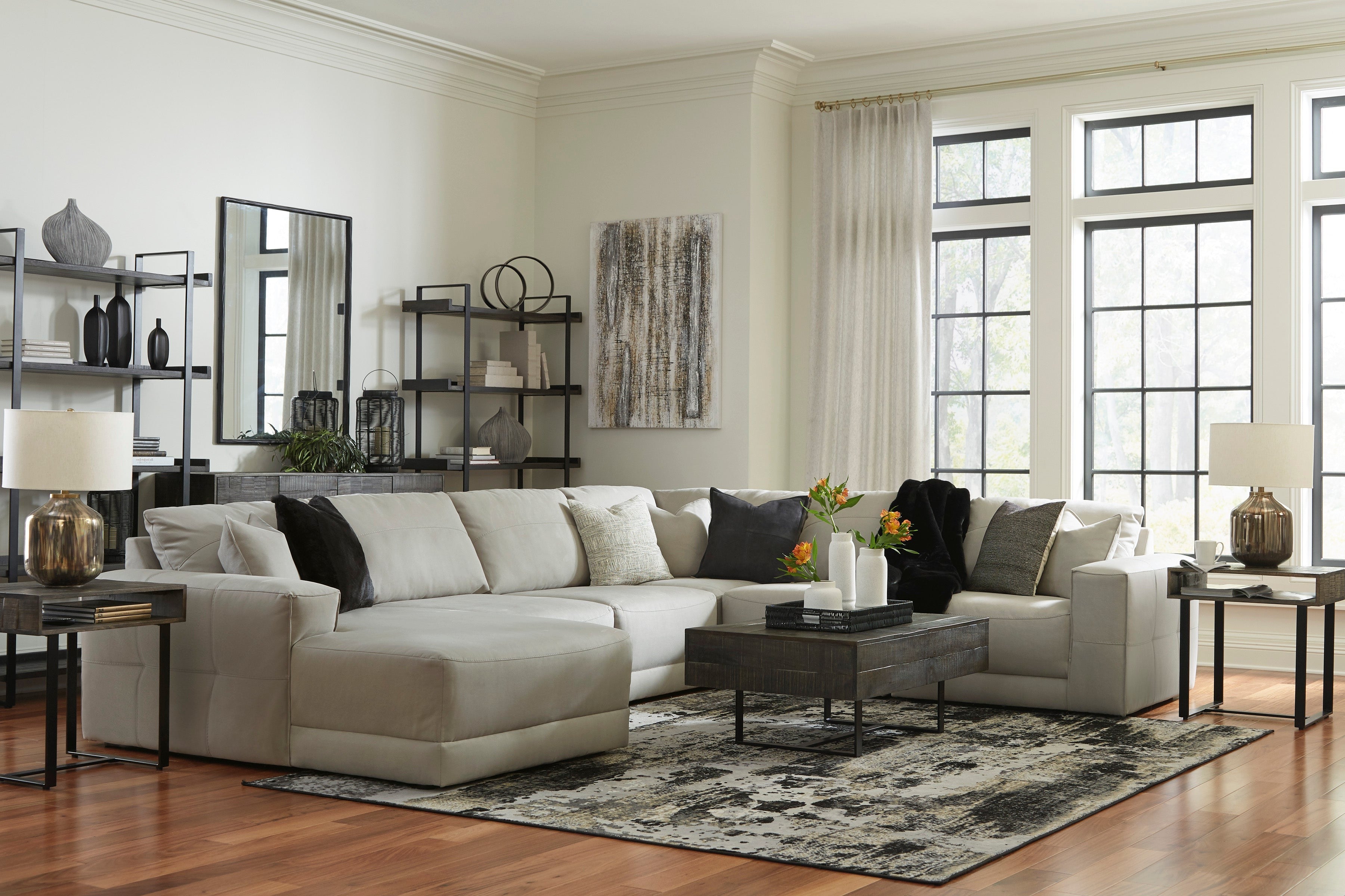 Next-Gen Gaucho 6-Piece LAF Chaise Sectional - Gray - MyWaynesHome #