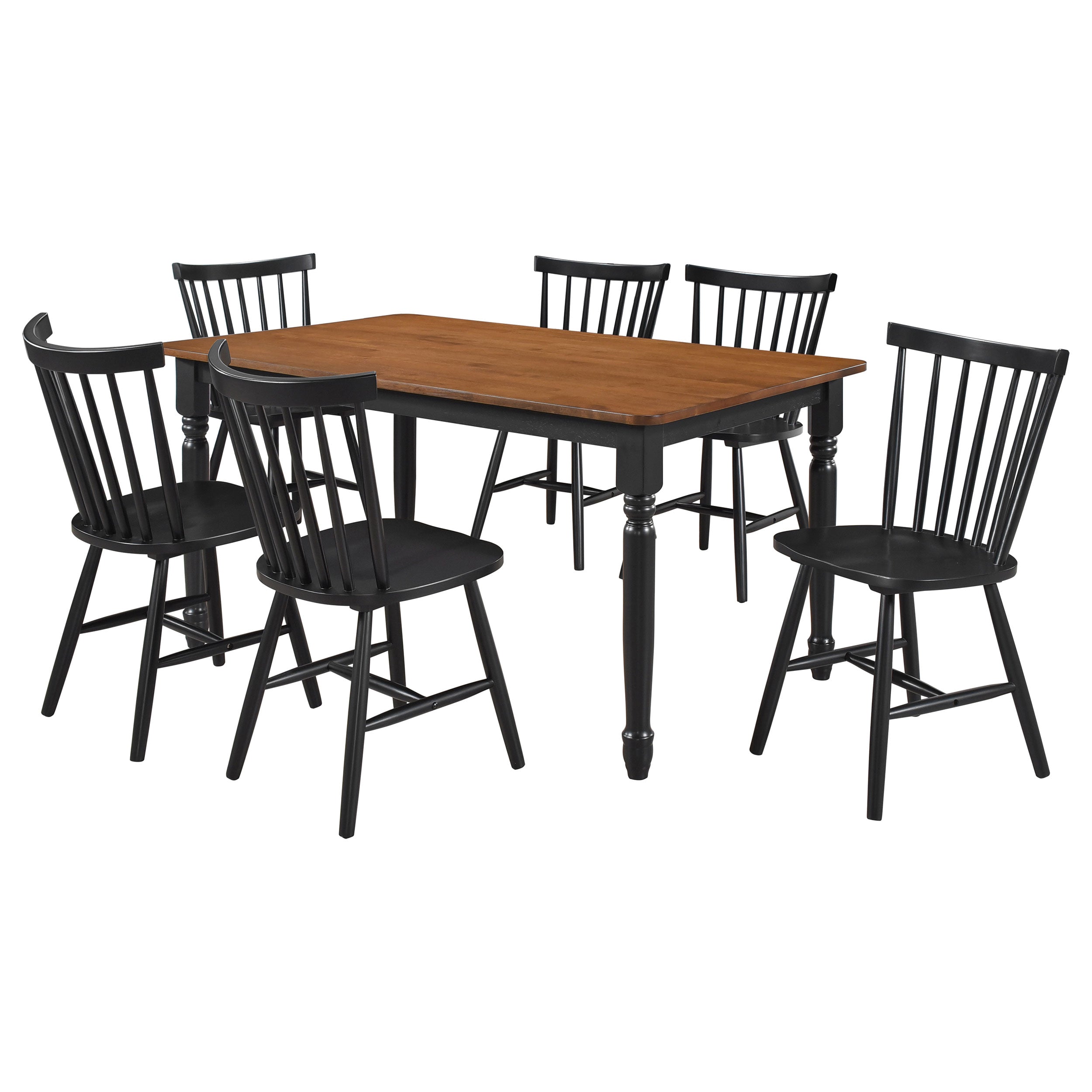 Hollyoak 7-piece Rectangular Dining Set Walnut And Black - MyWaynesHome #