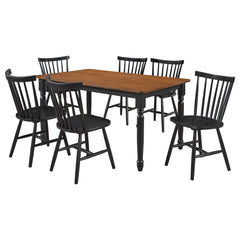 Hollyoak 7-piece Rectangular Dining Set Walnut And Black - MyWaynesHome #