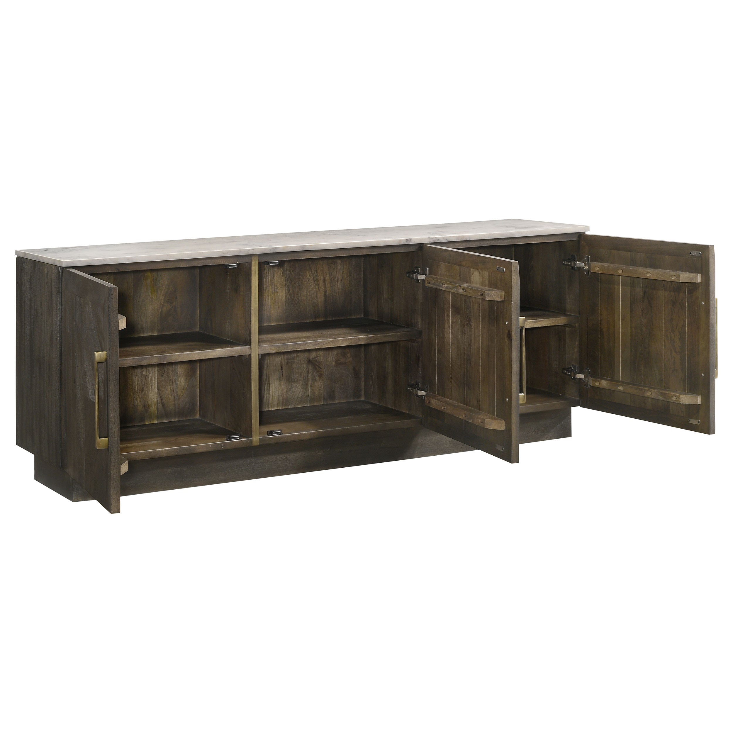 Dennis 3-door Marble Top Sideboard Buffet Tobacco Grey - MyWaynesHome #