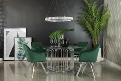 Veena 5-piece Round Glass Top Dining Table Set Chrome - MyWaynesHome #