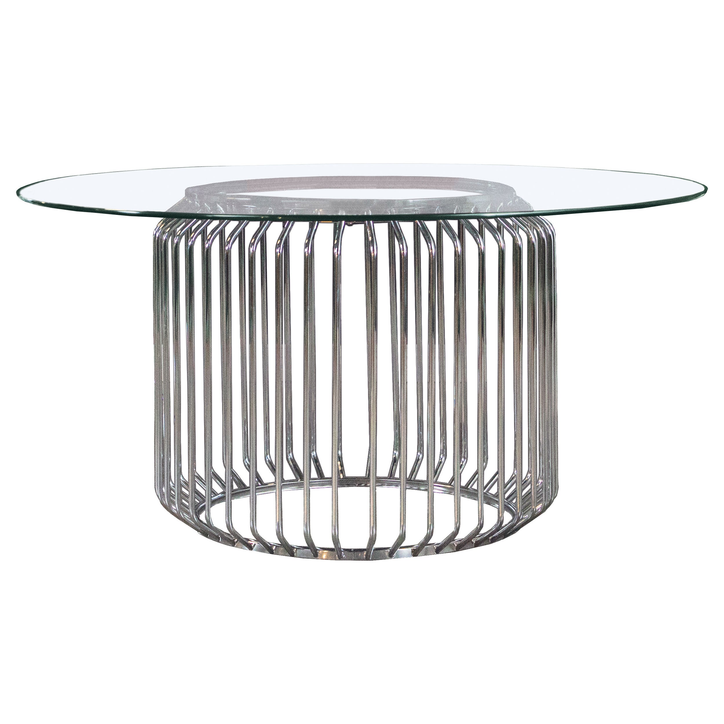 Veena 5-piece Round Glass Top Dining Table Set Chrome - MyWaynesHome #