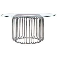 Veena 5-piece Round Glass Top Dining Table Set Chrome - MyWaynesHome #