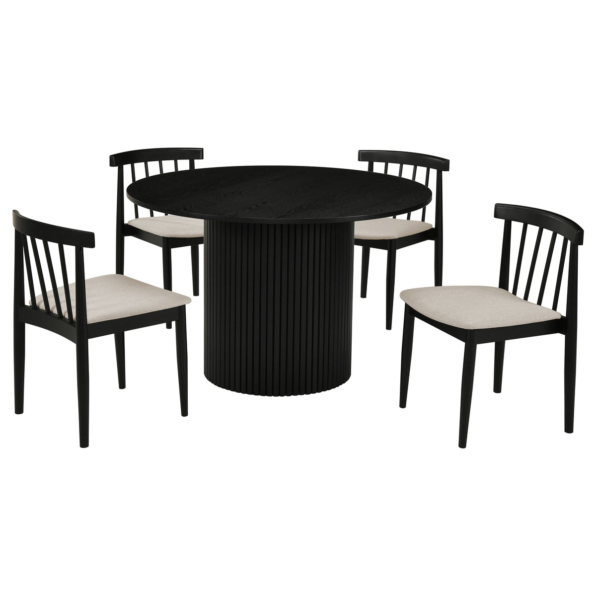 Hamlyn 5-piece Round Wood Dining Set Wheat And Black