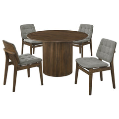 Hamlyn 5-piece Round Wood Dining Set Grey And Walnut