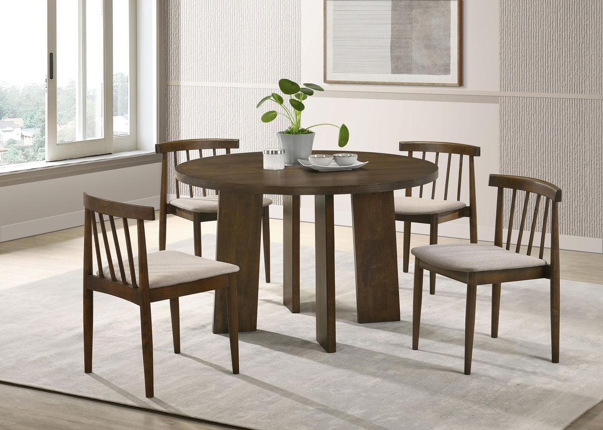 Strouse 5-piece Dining Set Wheat And Walnut