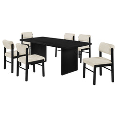 Decker 7-piece 82-inch Rectangular Dining Set Cream And Black