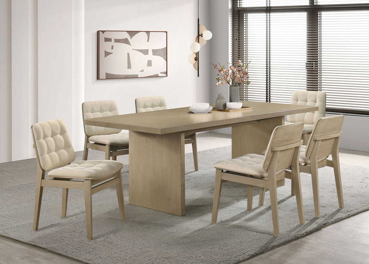 Decker 7-piece 82-inch Rectangular Dining Set Cream And Natural Oak