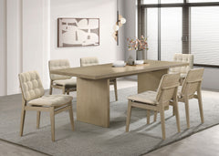 Decker 7-piece 82-inch Rectangular Dining Set Cream And Natural Oak