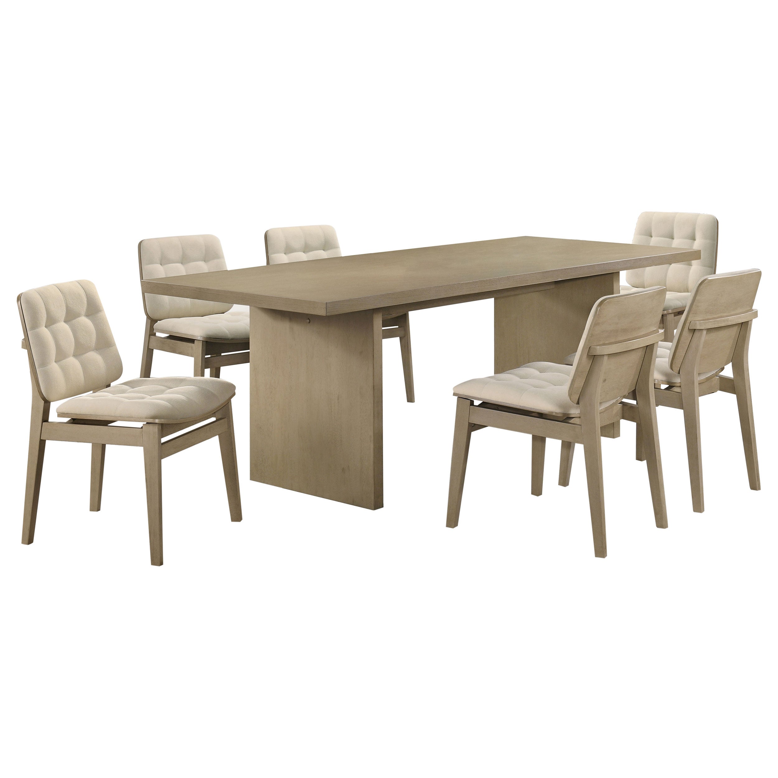 Decker 7-piece 82-inch Rectangular Dining Set Cream And Natural Oak