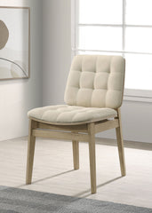 Redbridge Velvet Upholstered Side Chair Cream And Natural Oak (set Of 2)