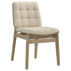 Redbridge Velvet Upholstered Side Chair Cream And Natural Oak (set Of 2)