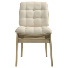 Redbridge Velvet Upholstered Side Chair Cream And Natural Oak (set Of 2)