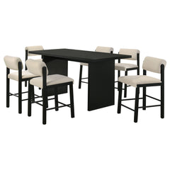 Decker 7-piece 70-inch Rectangular Counter Height Dining Set Cream And Black
