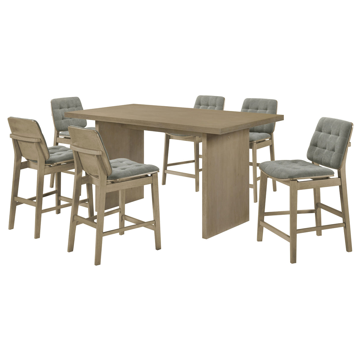 Decker 7-piece 70-inch Rectangular Counter Height Dining Set Grey And Natural Oak