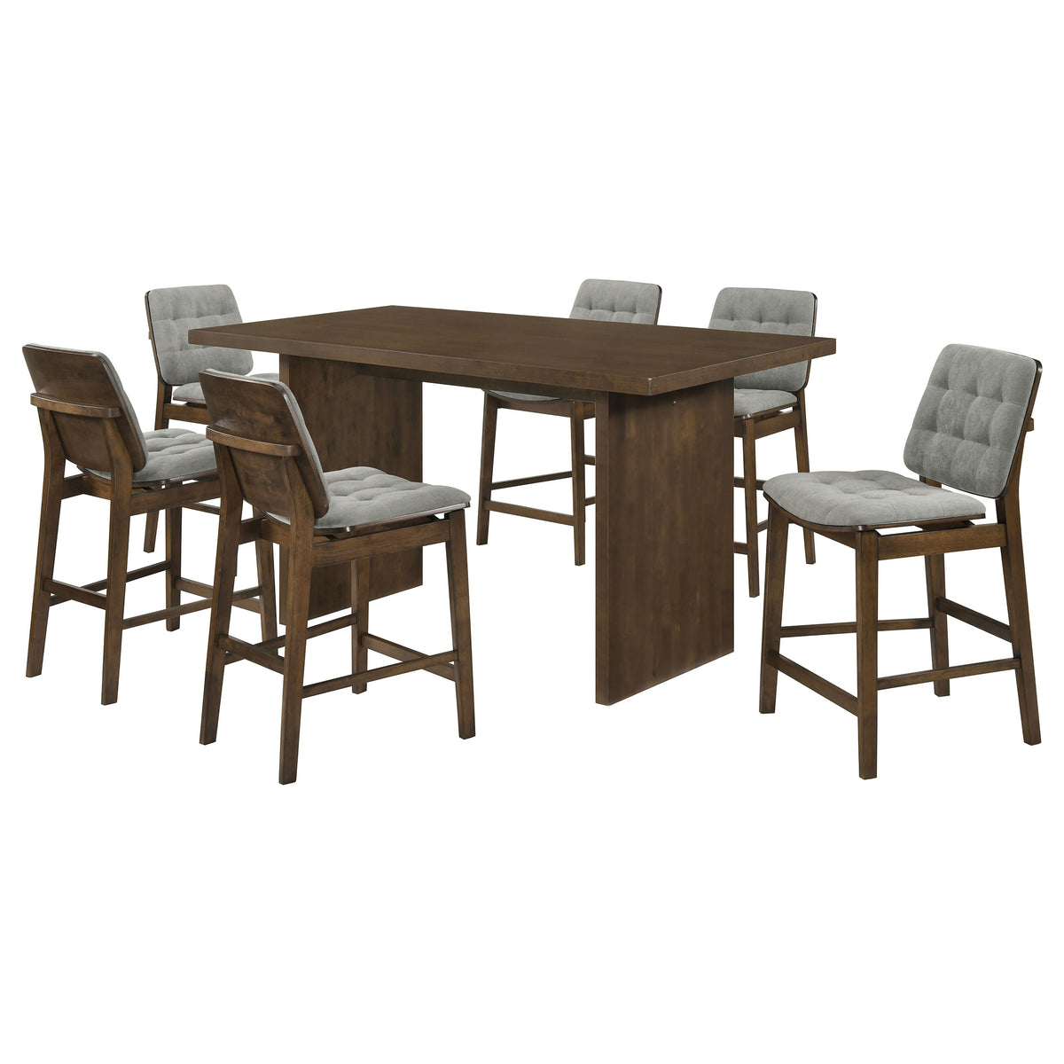 Decker 7-piece 70-inch Rectangular Counter Height Dining Set Grey And Walnut