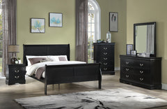 Louis Philip Black Queen Sleigh Bed - MyWaynesHome #