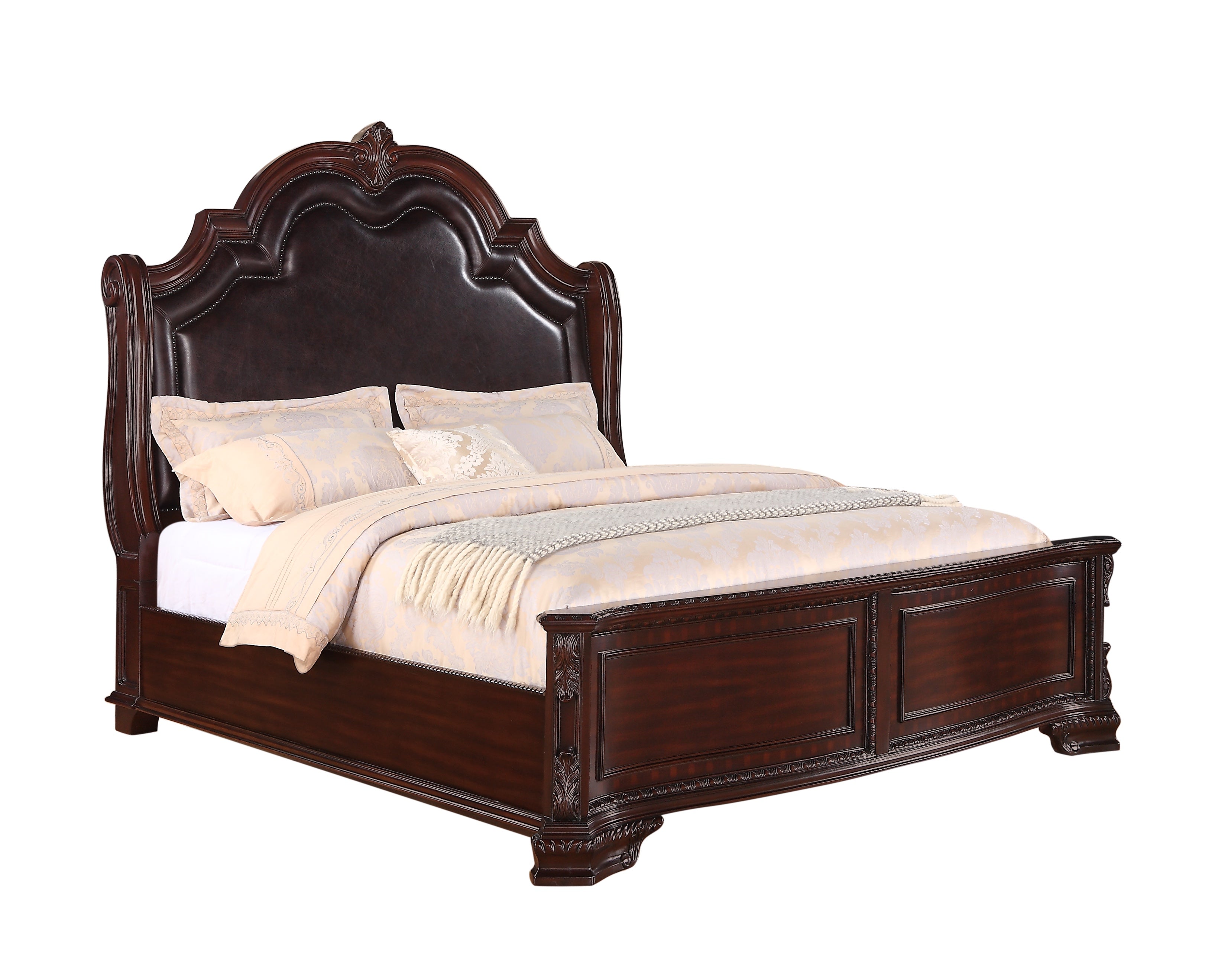 Sheffield Rich Brown King Upholstered Panel Bed - MyWaynesHome #