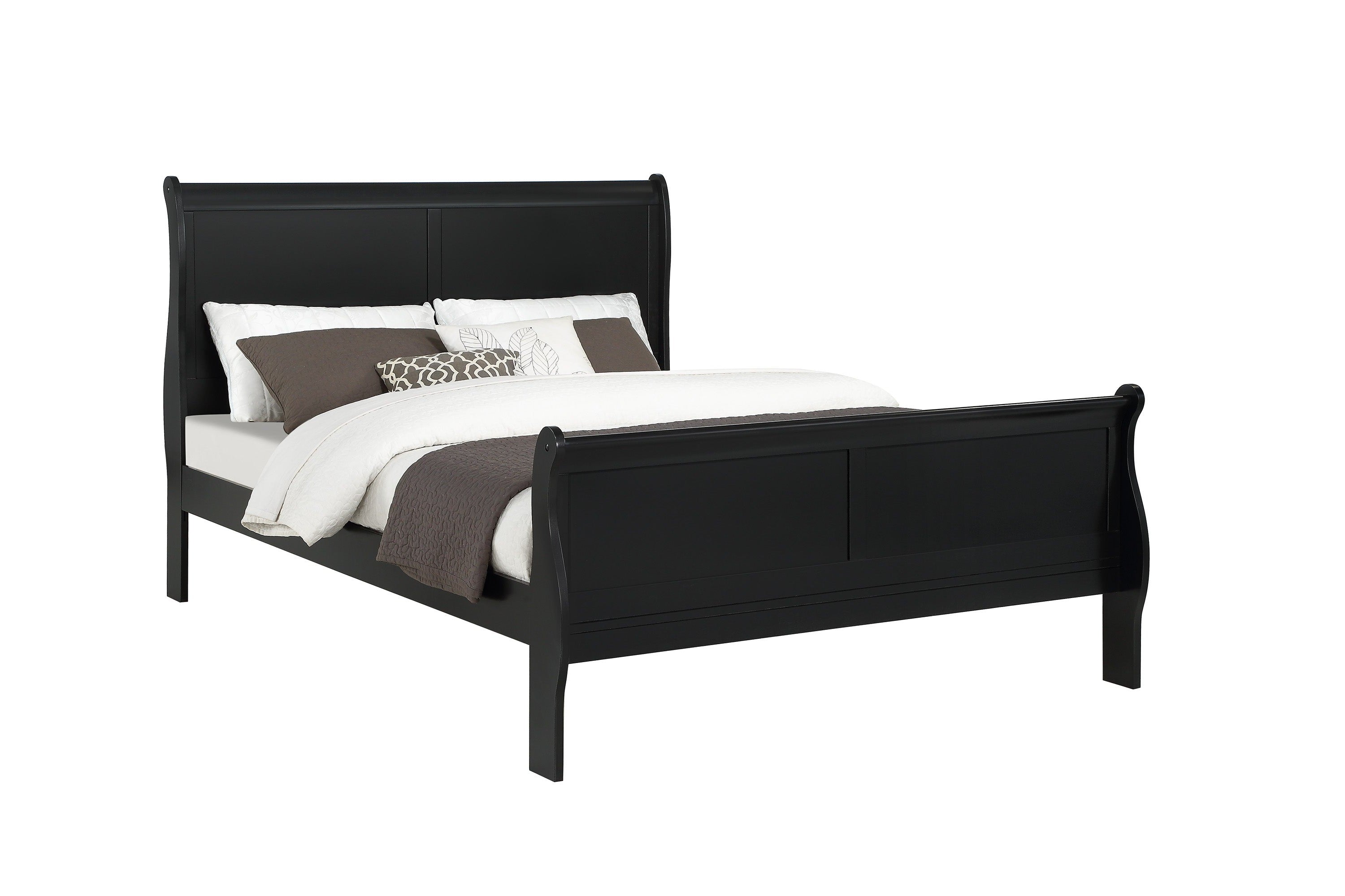 Louis Philip Black Queen Sleigh Bed - MyWaynesHome #