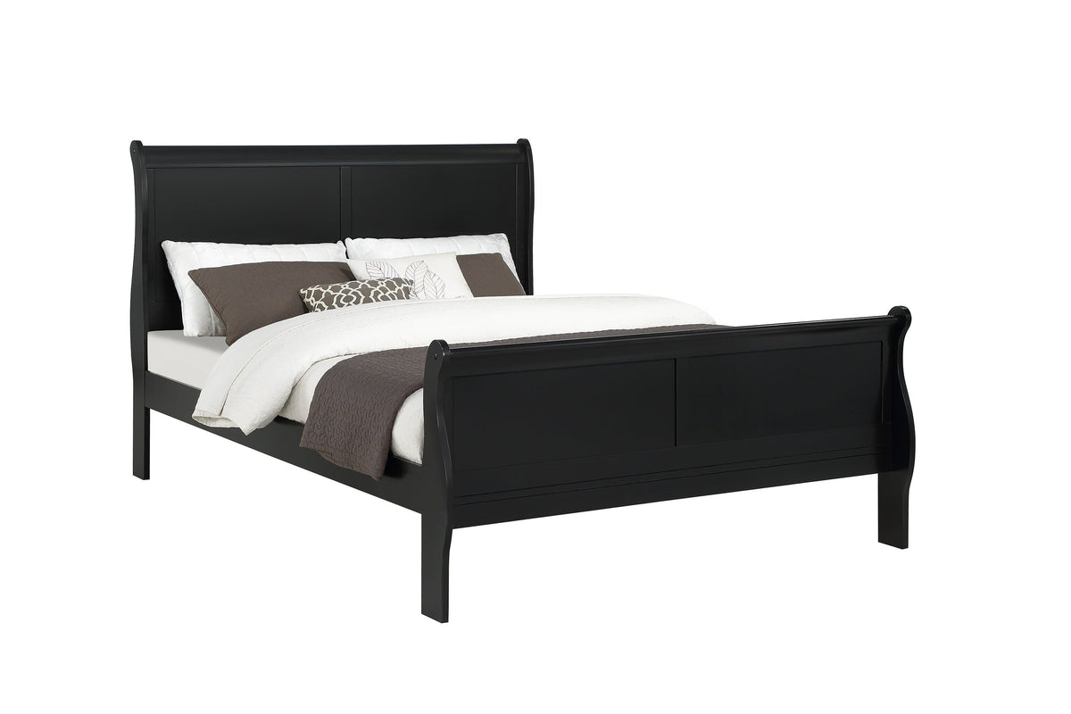 Louis Philip Black Queen Sleigh Bed - MyWaynesHome #