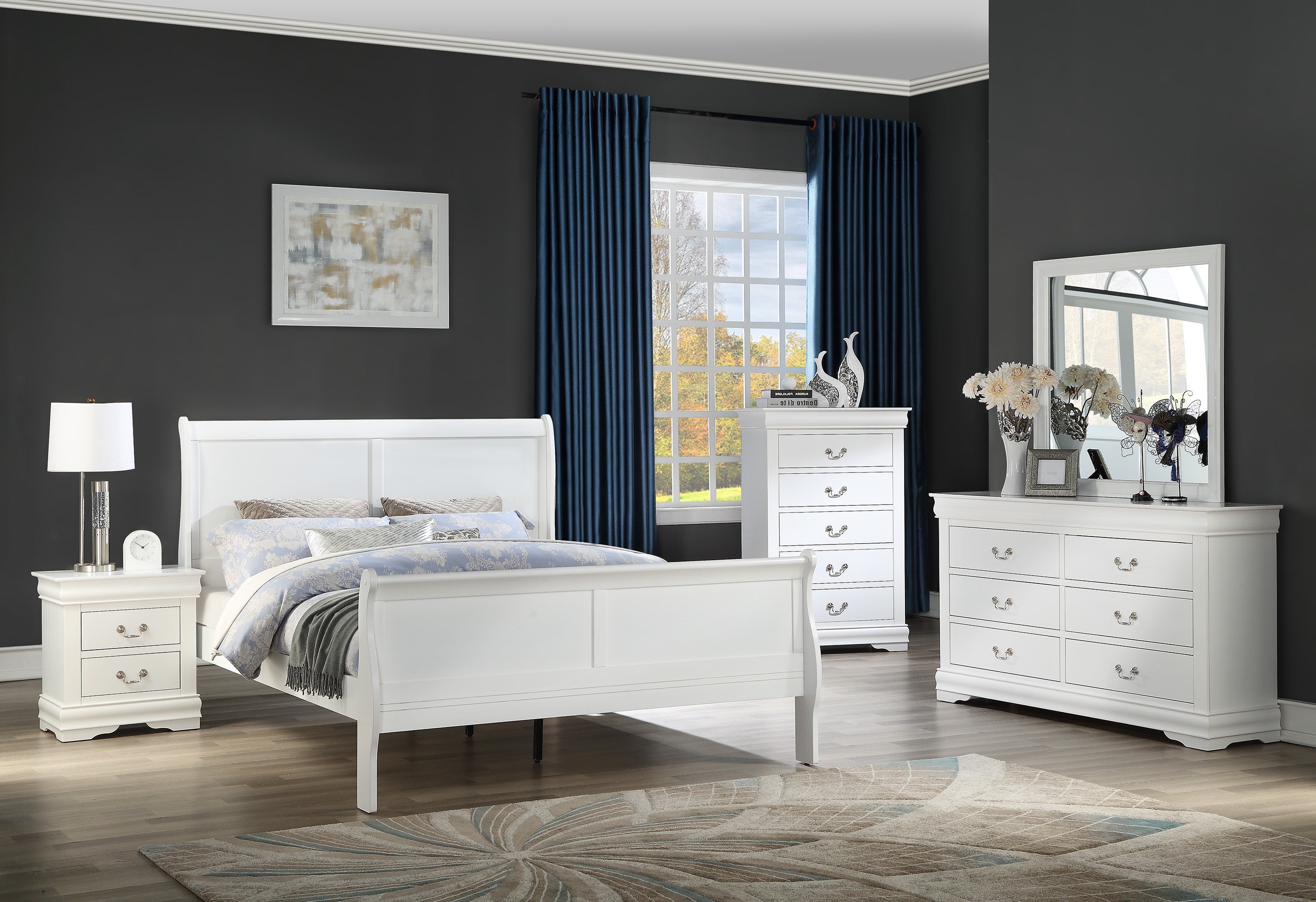 Louis Philip White Bedroom Mirror (Mirror Only) - MyWaynesHome #