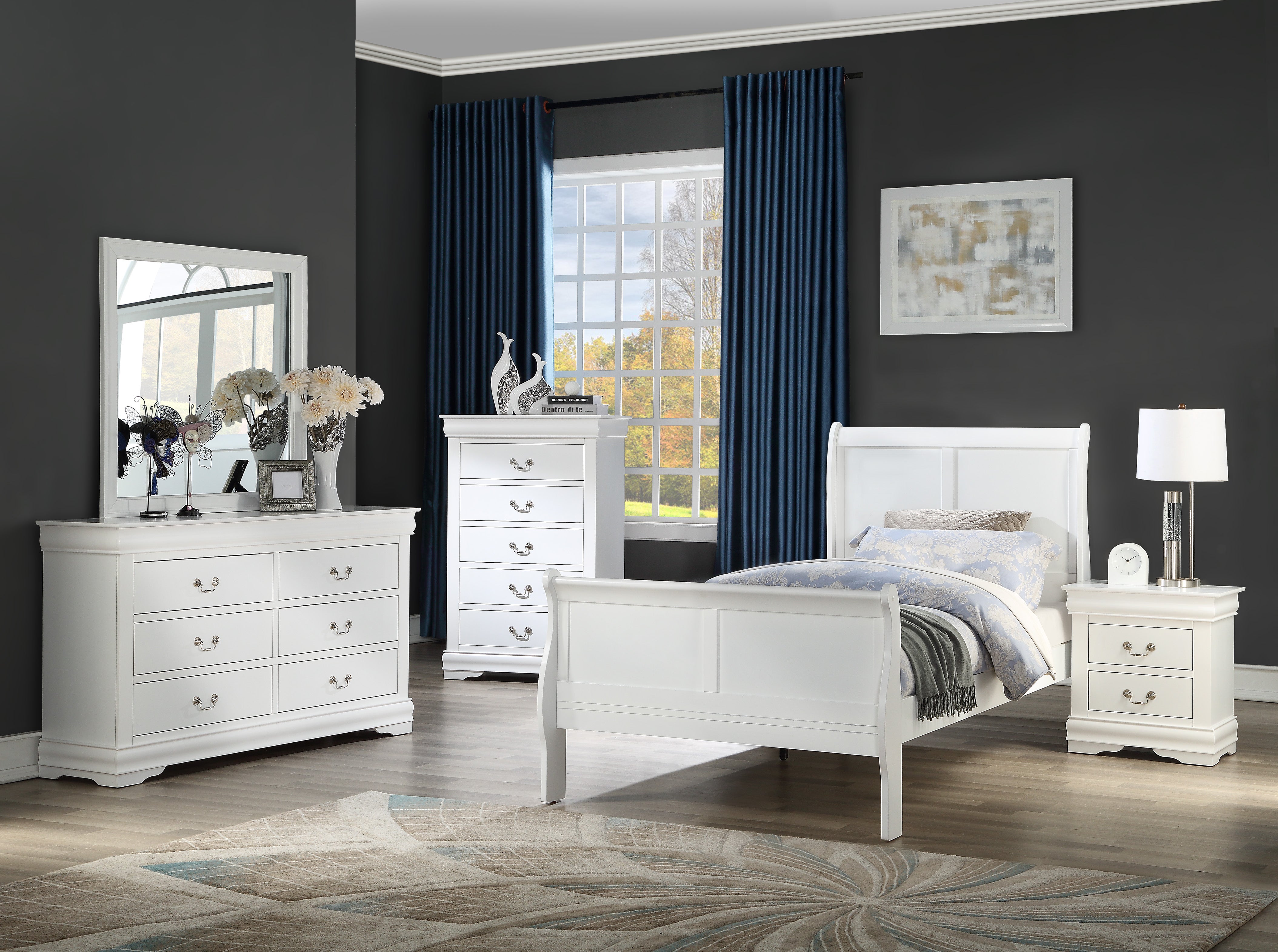Louis Philip White Full Sleigh Bed - MyWaynesHome #