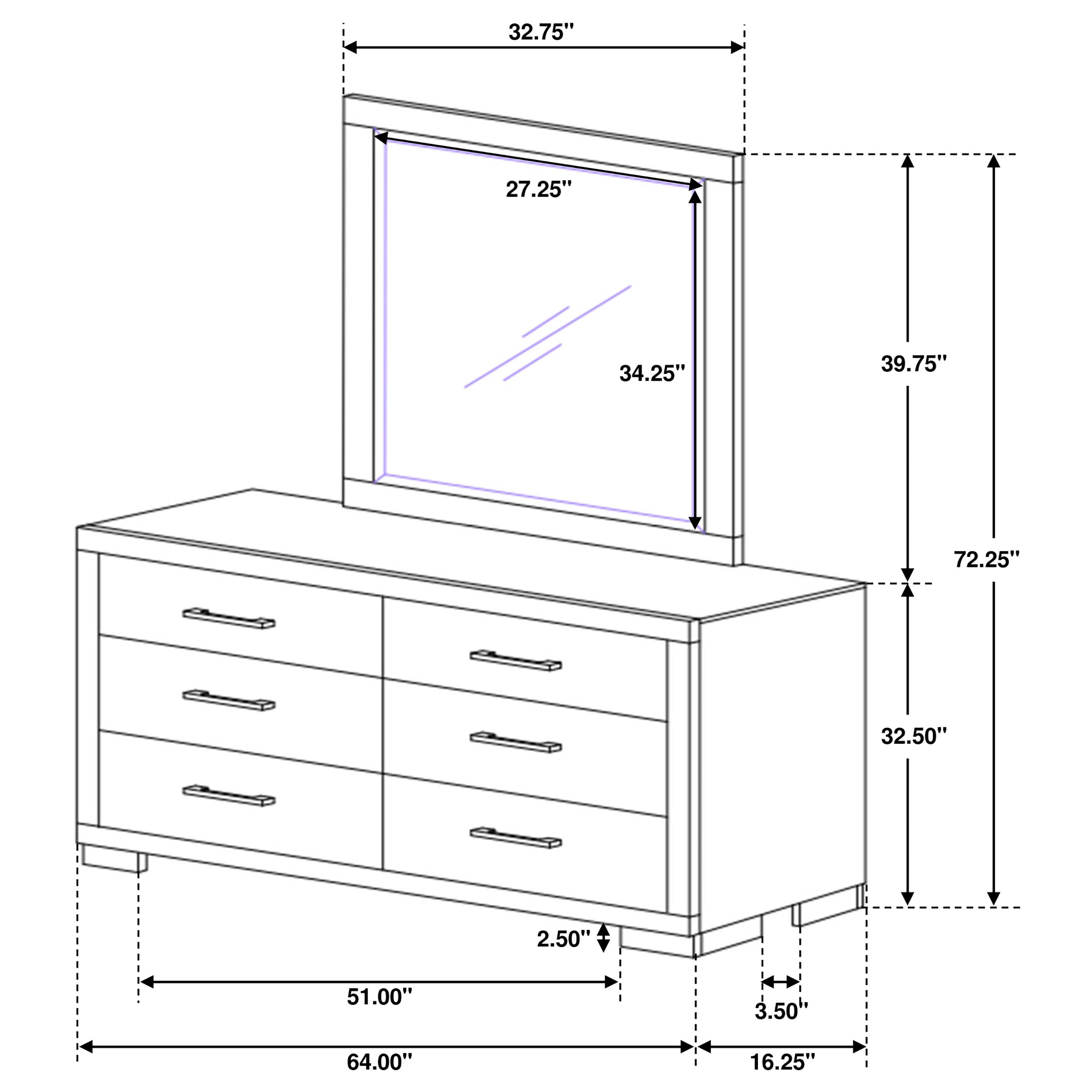 Jessica 6-drawer Dresser With Mirror Cappuccino - MyWaynesHome #
