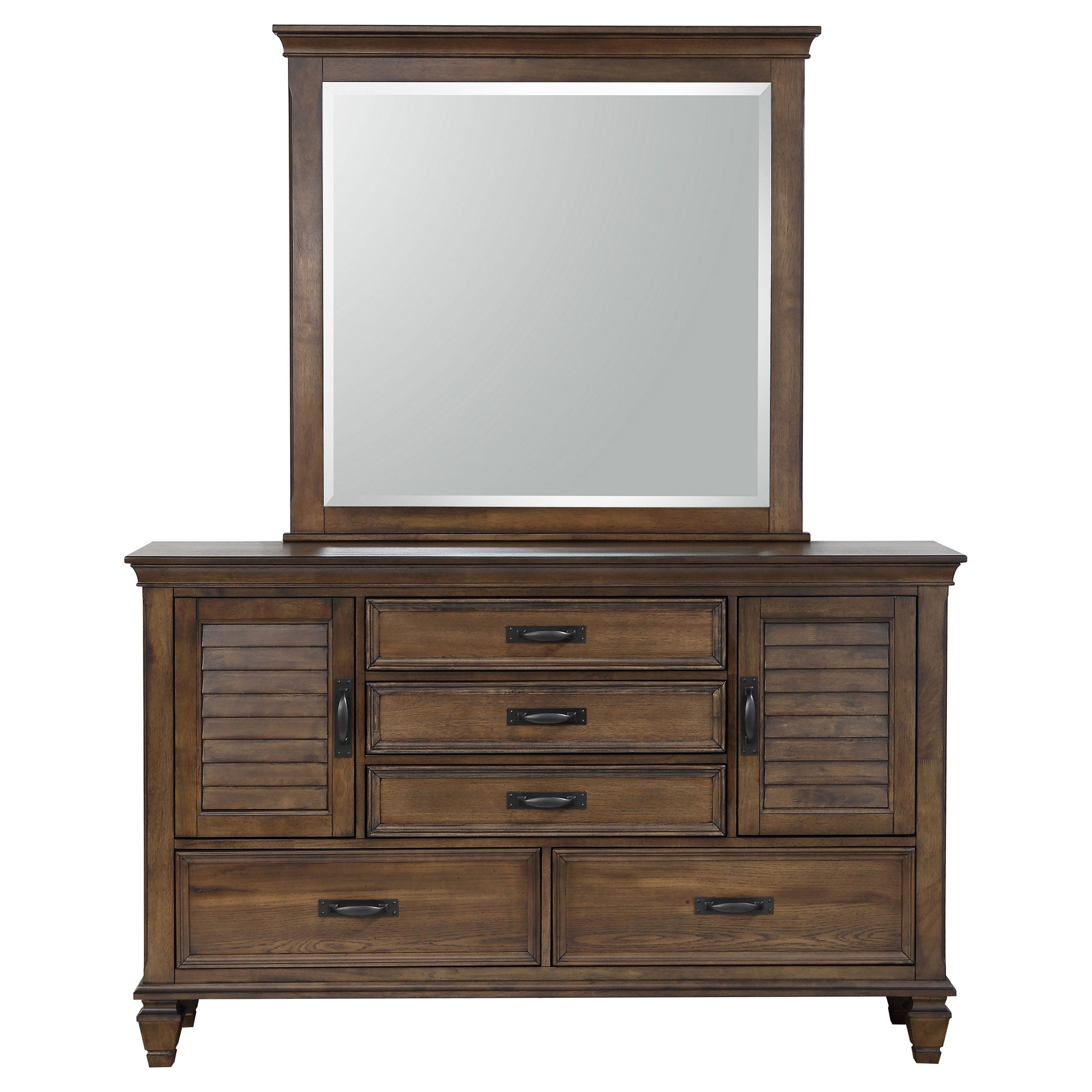 Franco 52-drawer Dresser With Mirror Burnished Oak - MyWaynesHome #