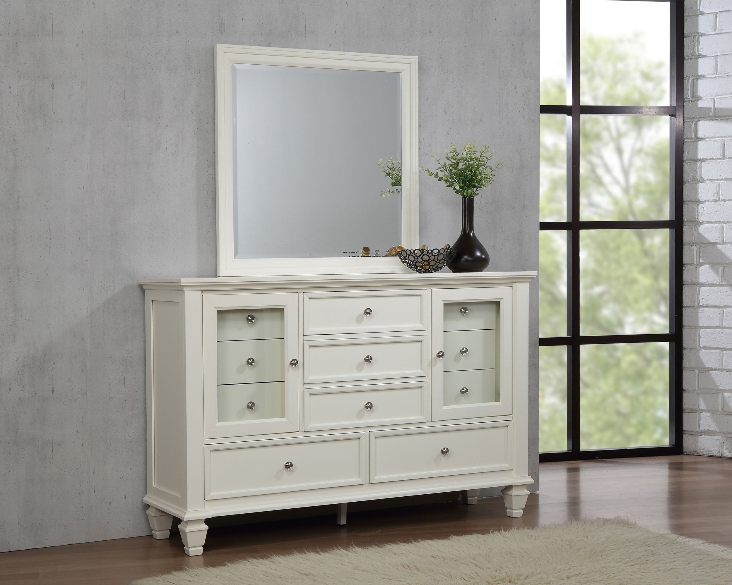 Sandy Beach 11-drawer Dresser With Mirror Cream White - MyWaynesHome #
