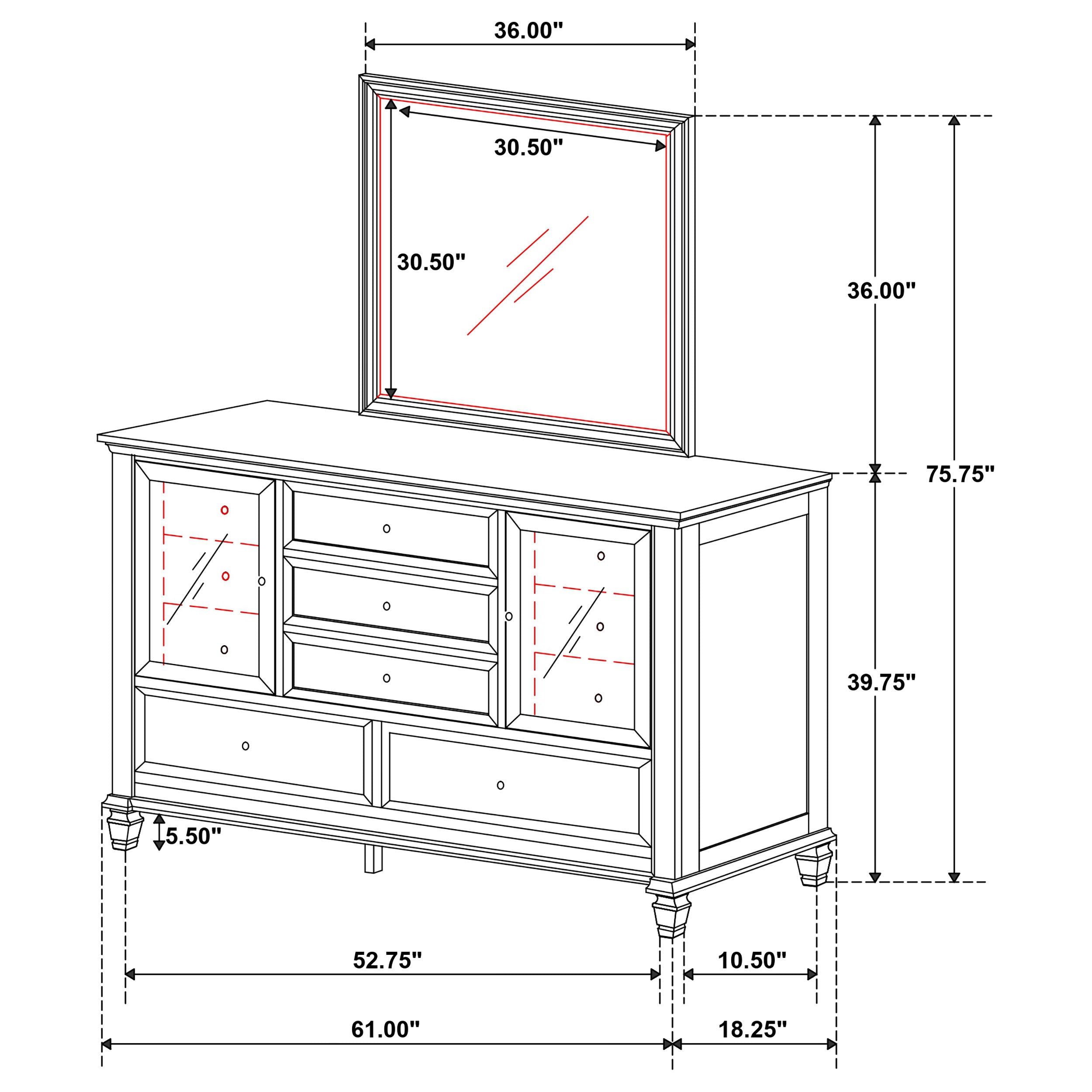 Sandy Beach 11-drawer Dresser With Mirror Cream White - MyWaynesHome #