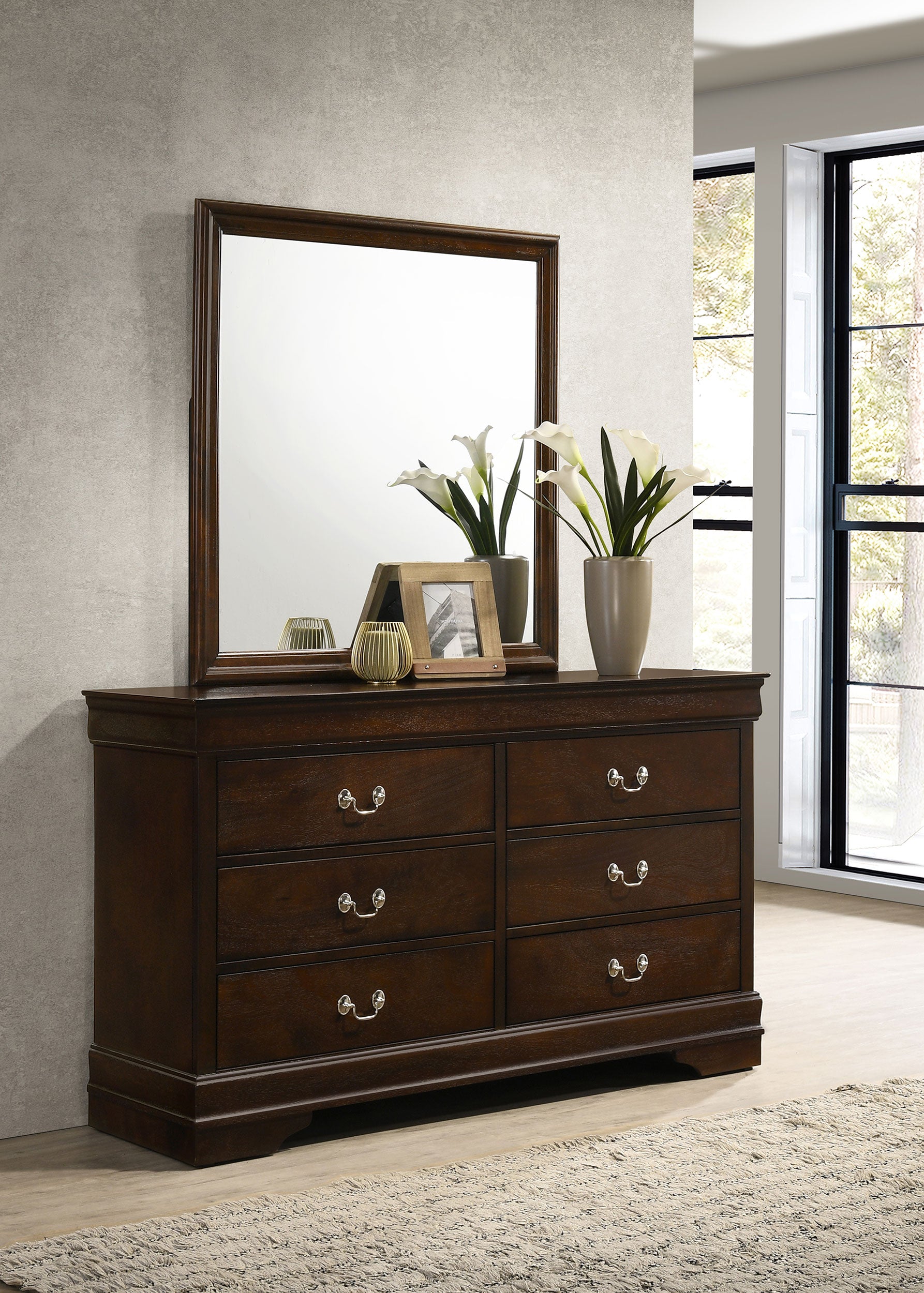 Louis Philippe 6-drawer Dresser With Mirror Cappuccino - MyWaynesHome #
