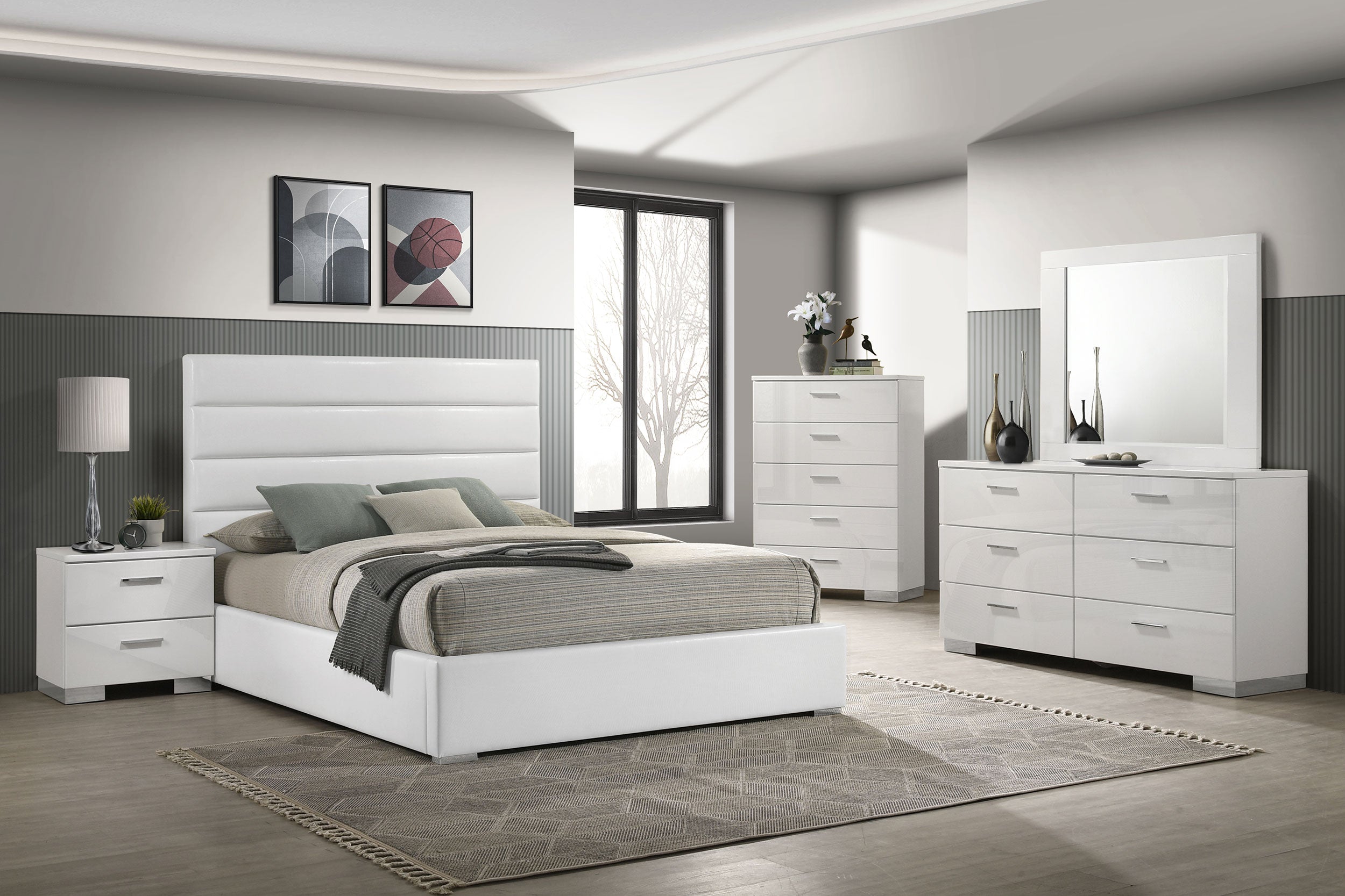 Felicity 53-inch Upholstered Queen Platform Bed White