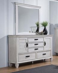 Franco 5-drawer Dresser With Mirror Distressed White