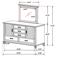 Franco 5-drawer Dresser With Mirror Distressed White