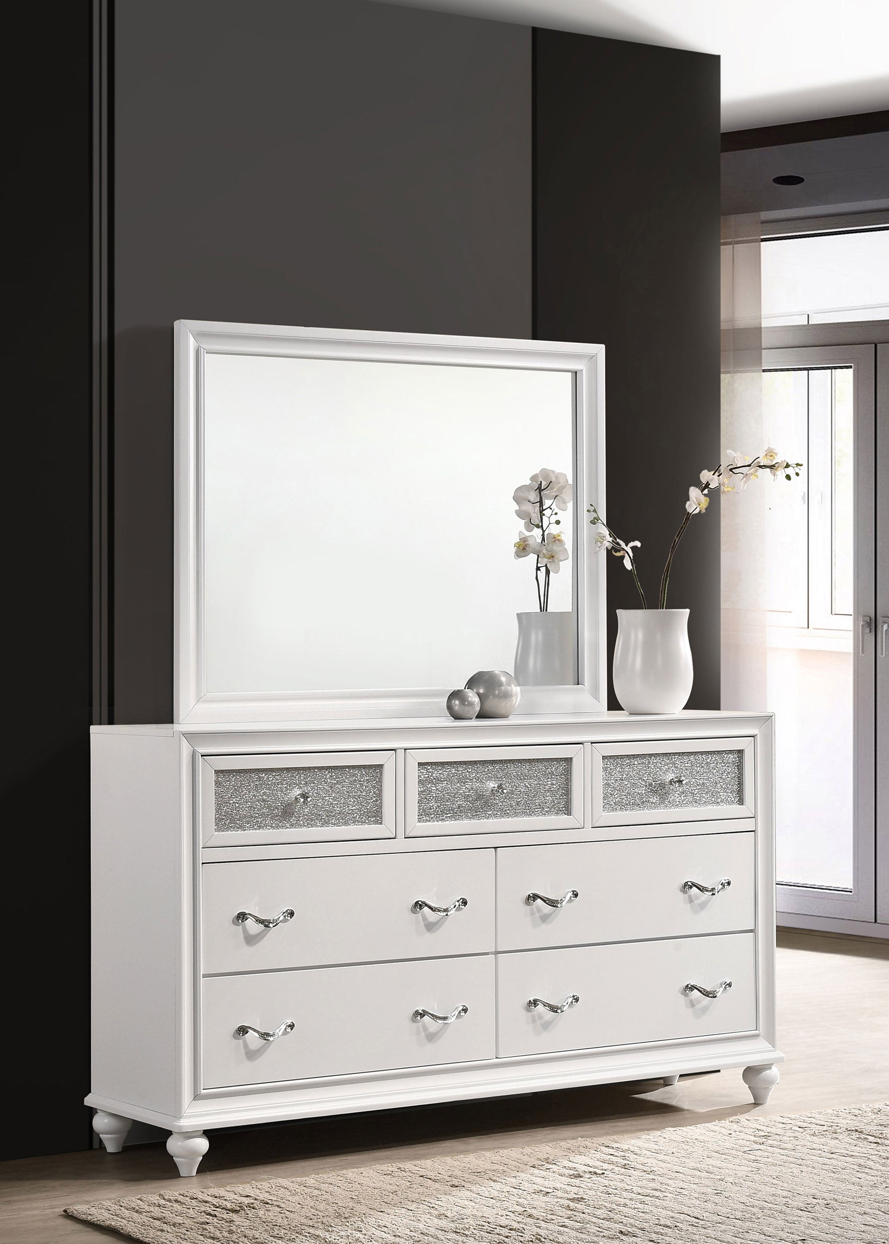 Barzini 7-drawer Dresser With Mirror White