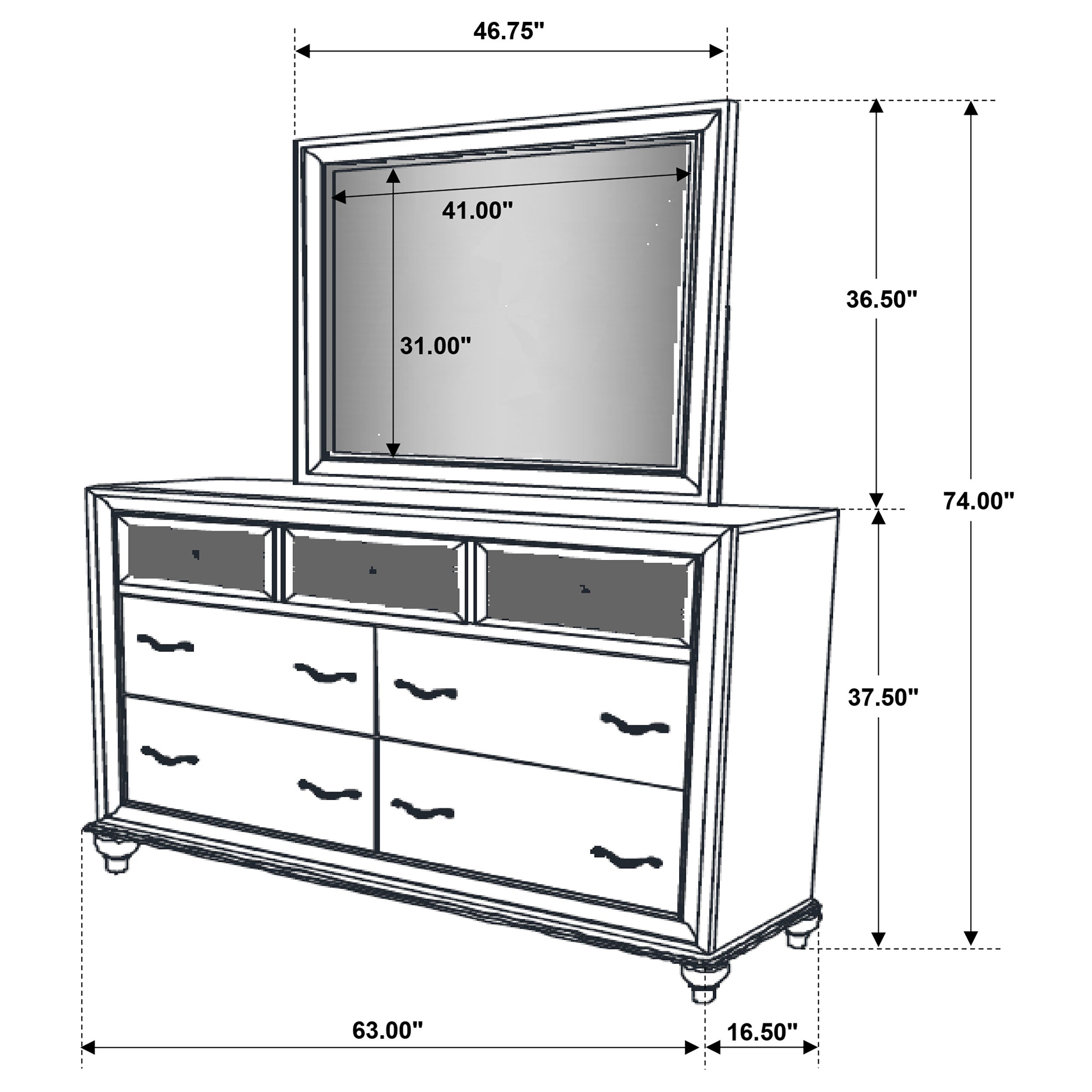 Barzini 7-drawer Dresser With Mirror White