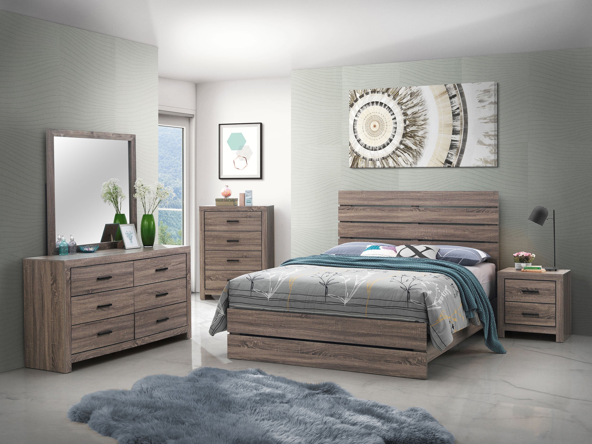 Brantford 6-drawer Dresser With Mirror Barrel Oak