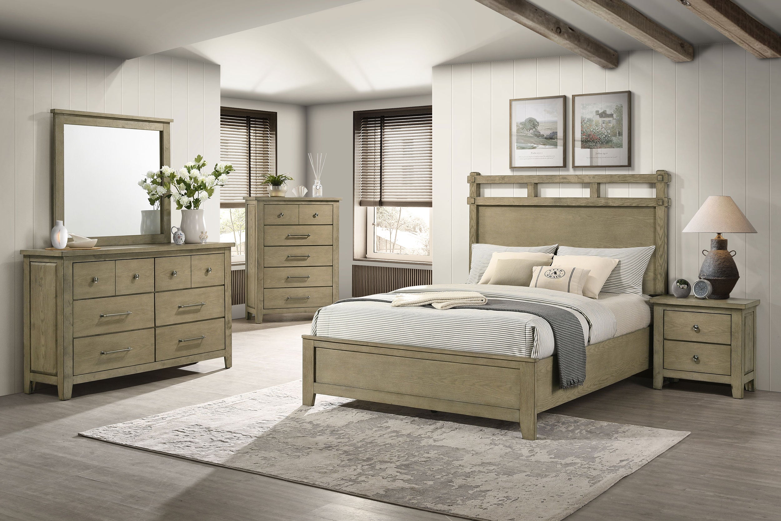 Hazlewood 6-drawer Bedroom Dresser With Mirror Vineyard Oak