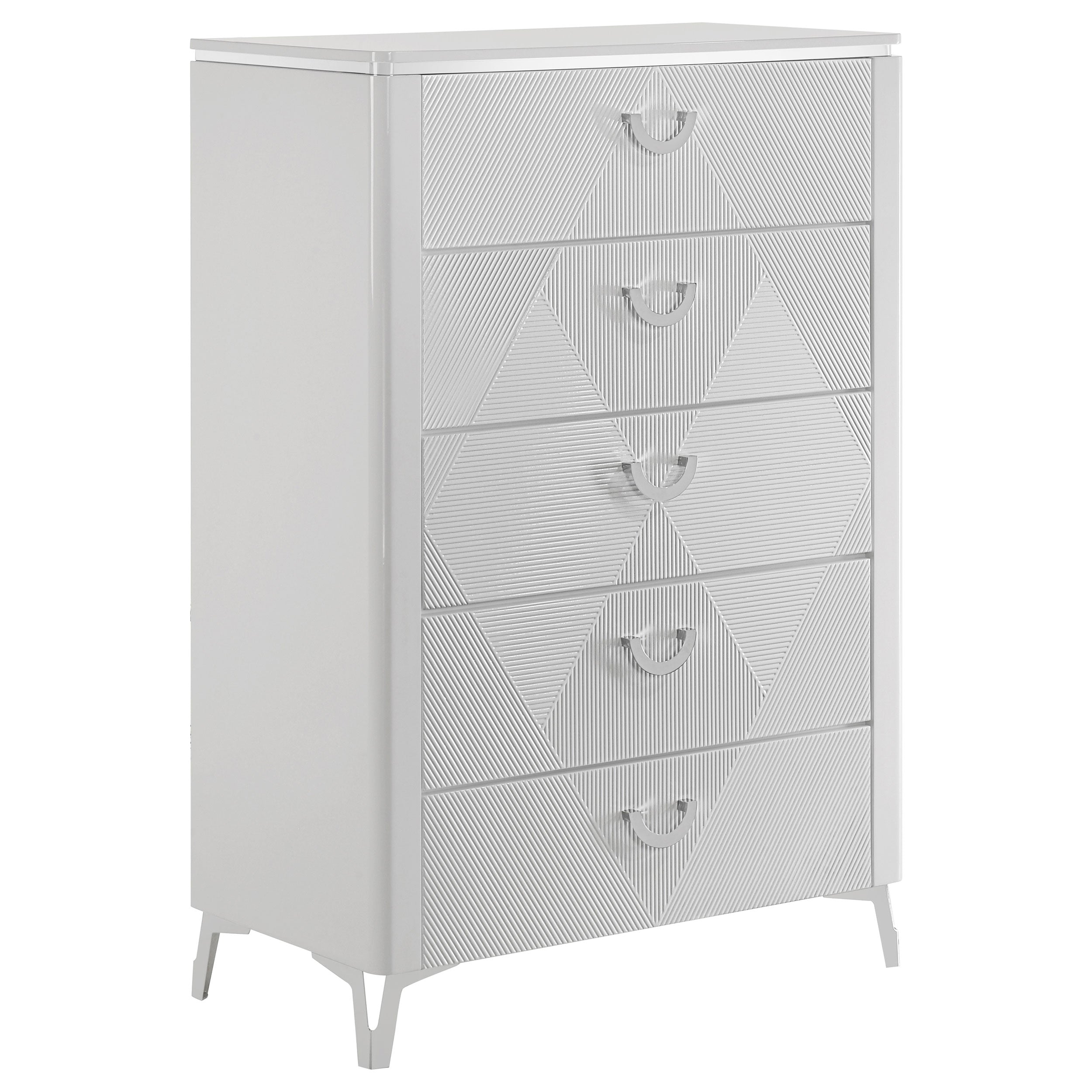 Cassia 5-piece Eastern King Led Bedroom Set White High Gloss