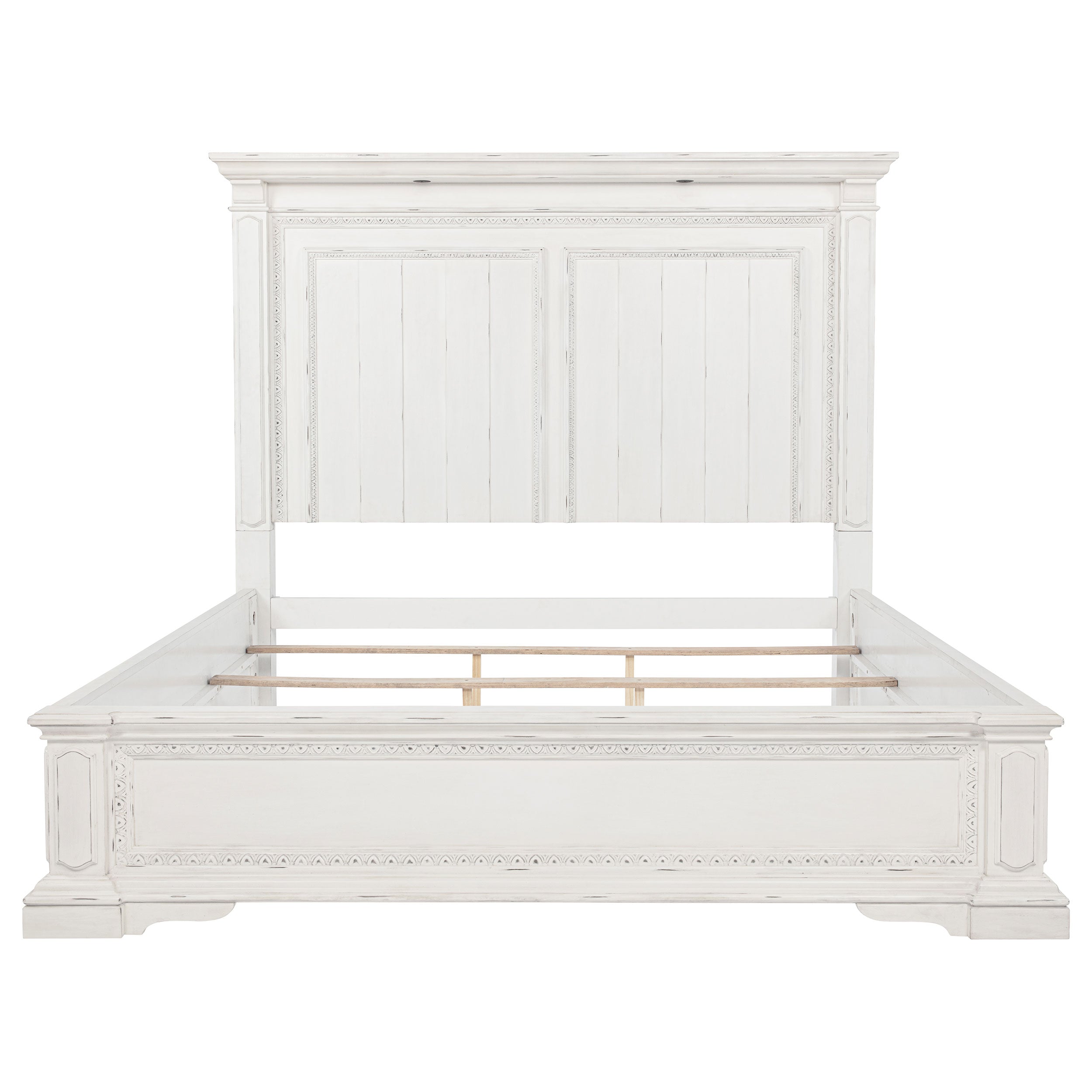 Mckinney Queen Led Light Panel Bed Vintage White