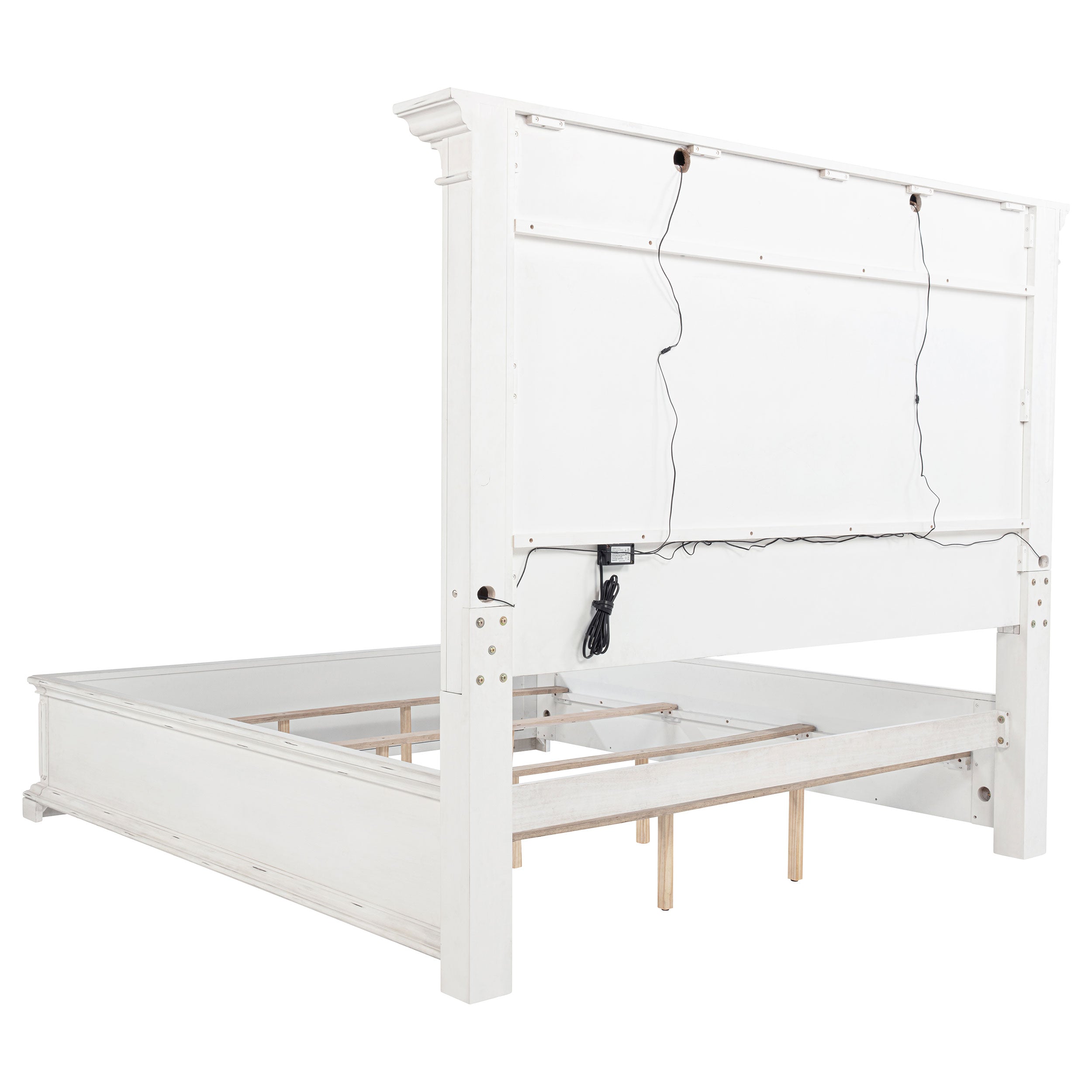 Mckinney Queen Led Light Panel Bed Vintage White