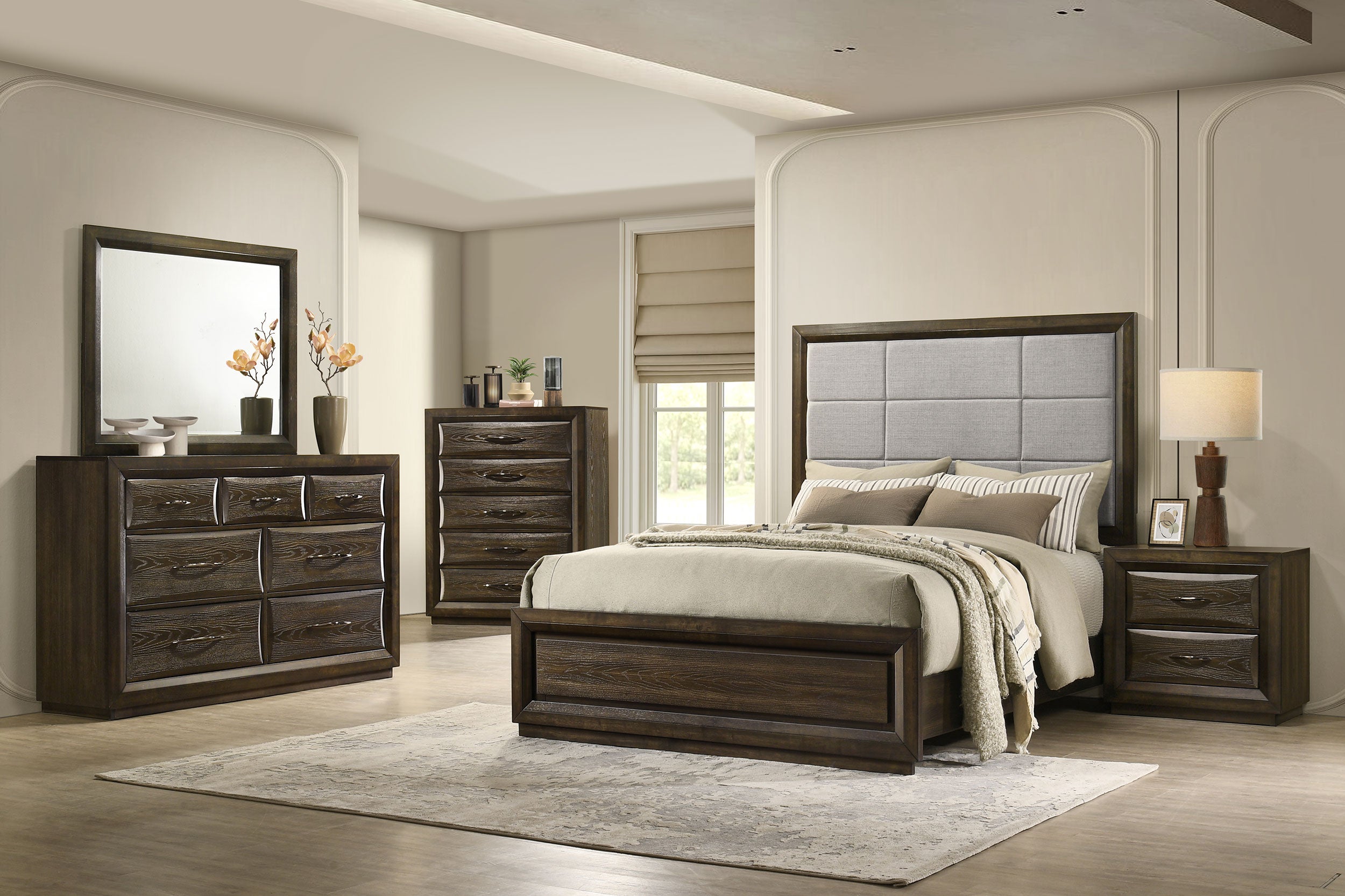 Atlas 2-drawer Bedroom Nightstand Bedside Table Dark Oak