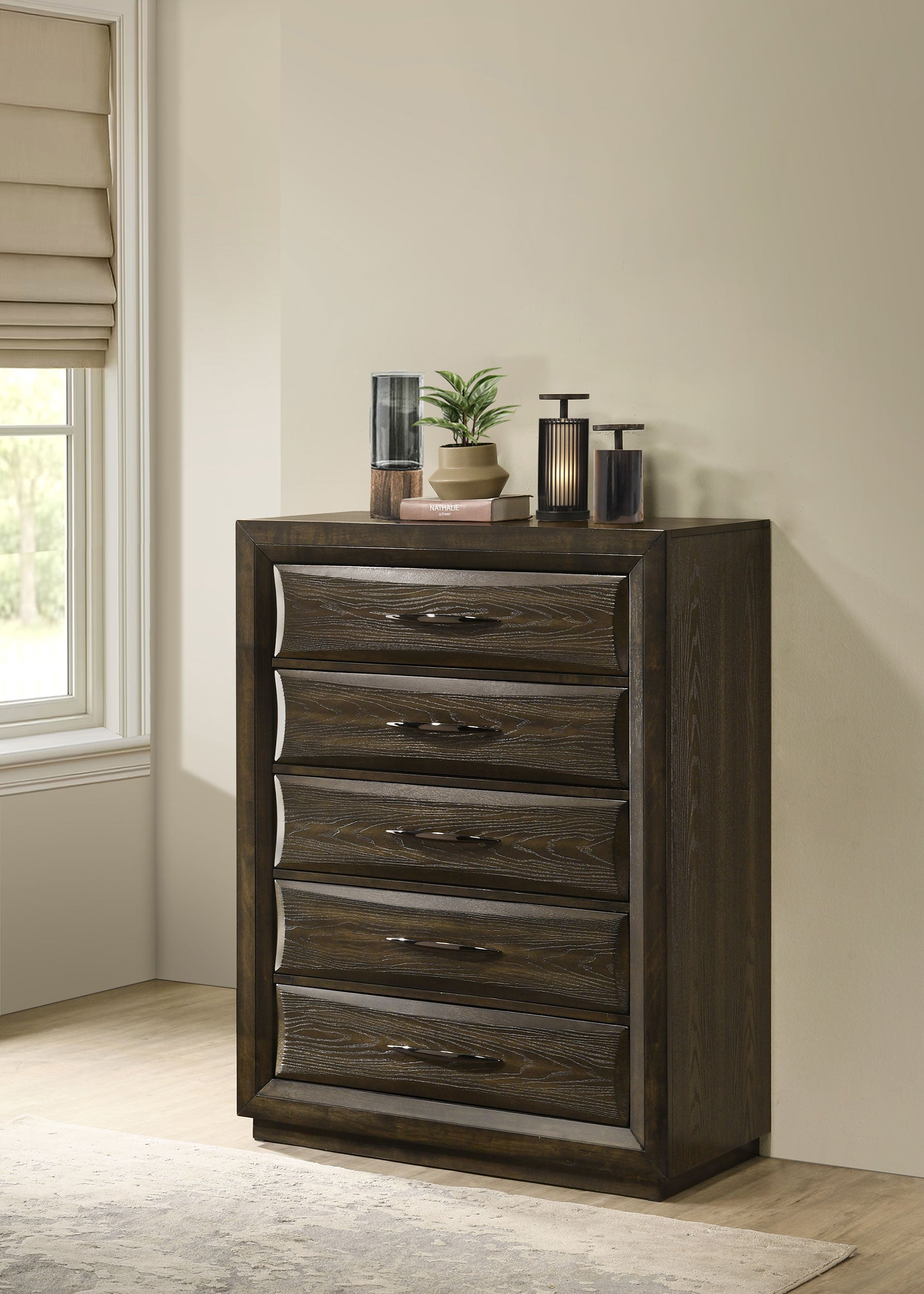 Atlas 5-drawer Bedroom Chest Of Drawers Dark Oak