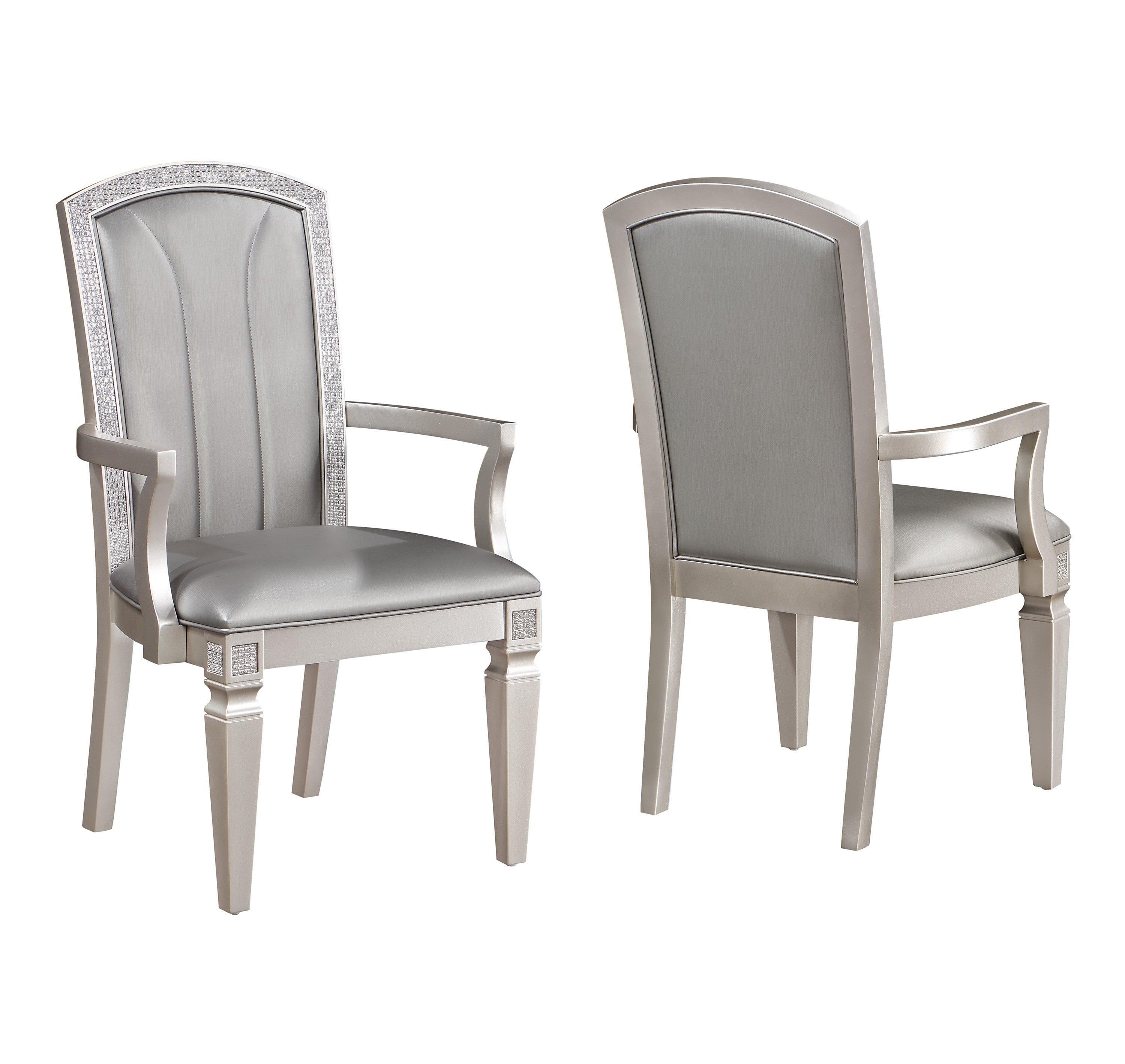 Klina Silver Champagne Double Pedestal Dining Set - MyWaynesHome #