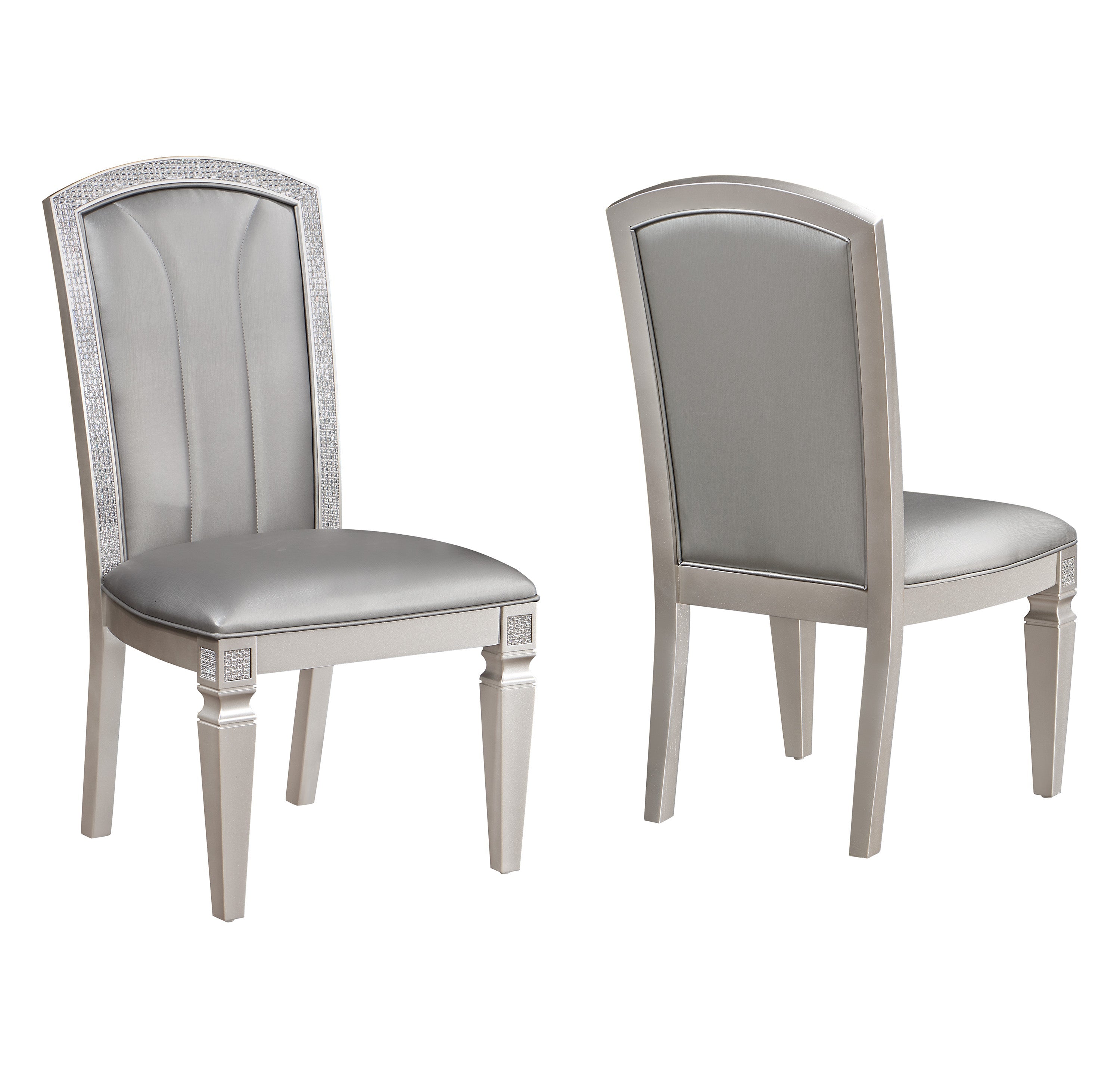 Klina Silver Champagne Double Pedestal Dining Set - MyWaynesHome #