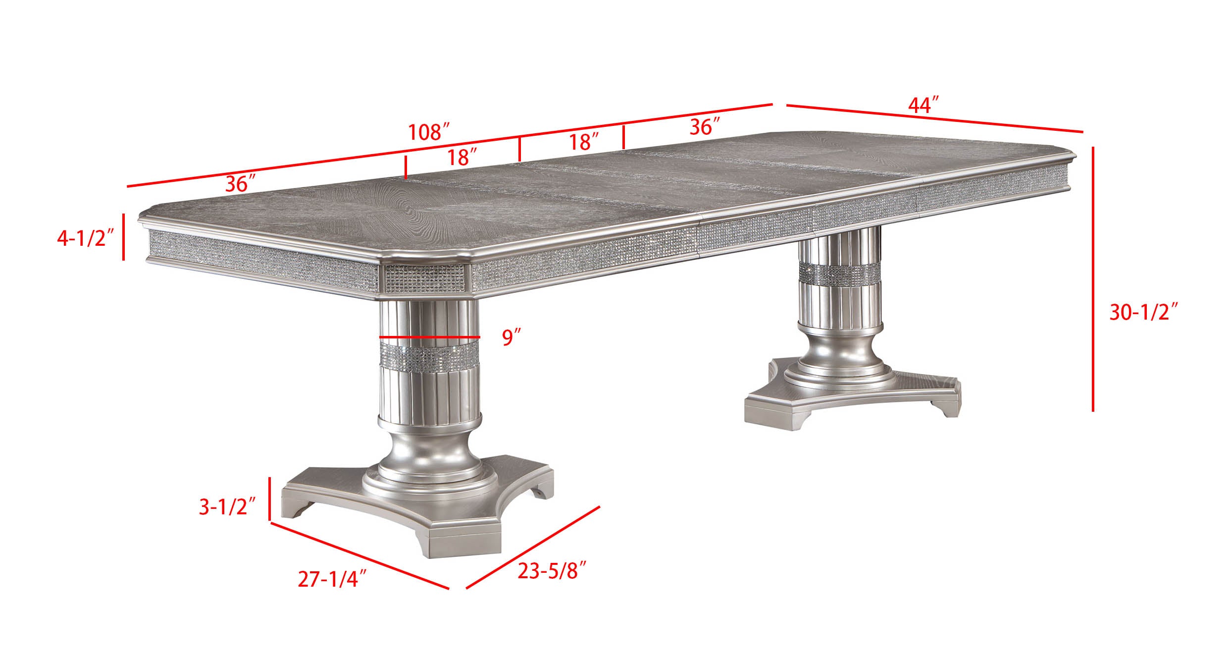 Klina Silver Champagne Double Pedestal Dining Set - MyWaynesHome #