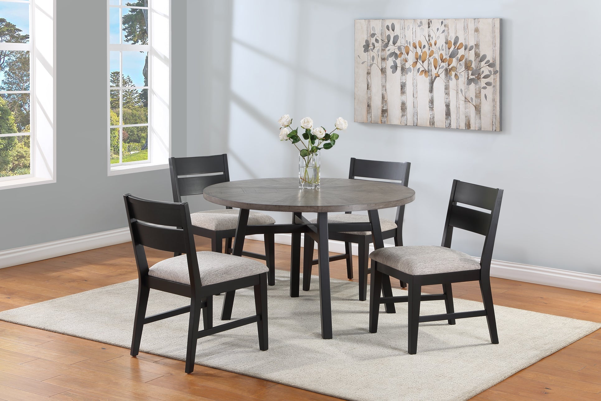 Mathis Black/Gray Round Dining Set - MyWaynesHome #