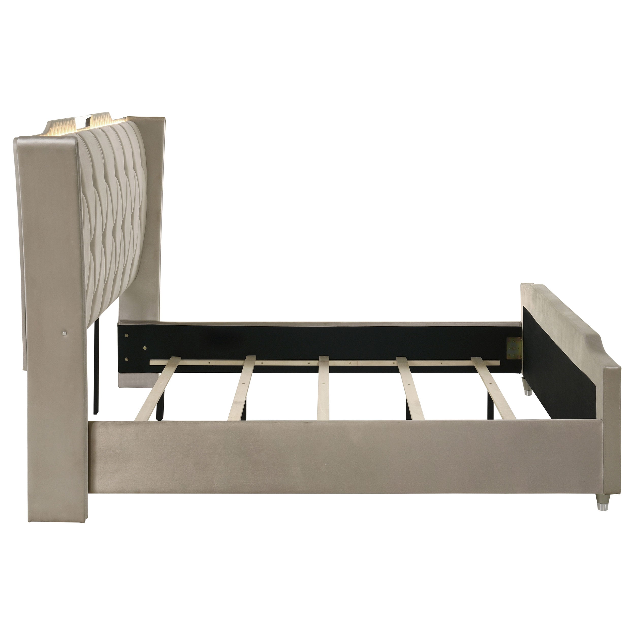 Lorient Eastern King Led Upholstered Bed Ivory And Camel
